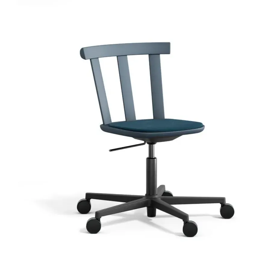 Silla Alt base giratoria con asiento tapizado abedul, Vidar 4, 733 blue-åska 66