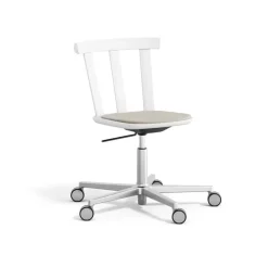 Silla Alt base giratoria con asiento tapizado abedul, Hallingdal 65-103 grey/beige-blanco 21