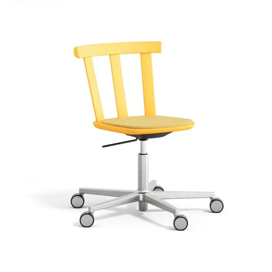 Silla Alt base giratoria con asiento tapizado abedul, Hallingdal 65-407 yellow-claro 80