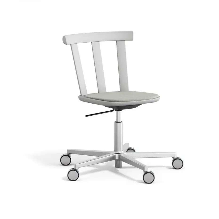 Silla Alt base giratoria con asiento tapizado abedul, Hallingdal 65-110 light grey-gris claro 51