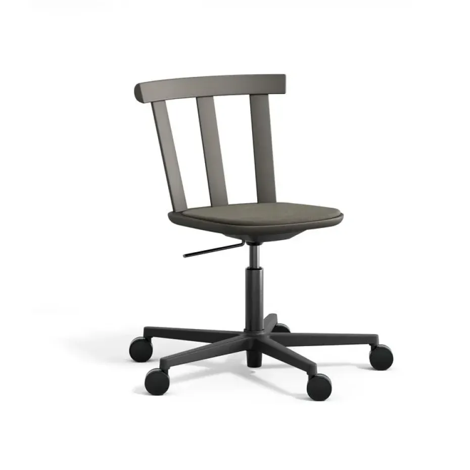 Silla Alt base giratoria con asiento tapizado abedul, Hallingdal 65-153 dark grey-gris oscuro 62