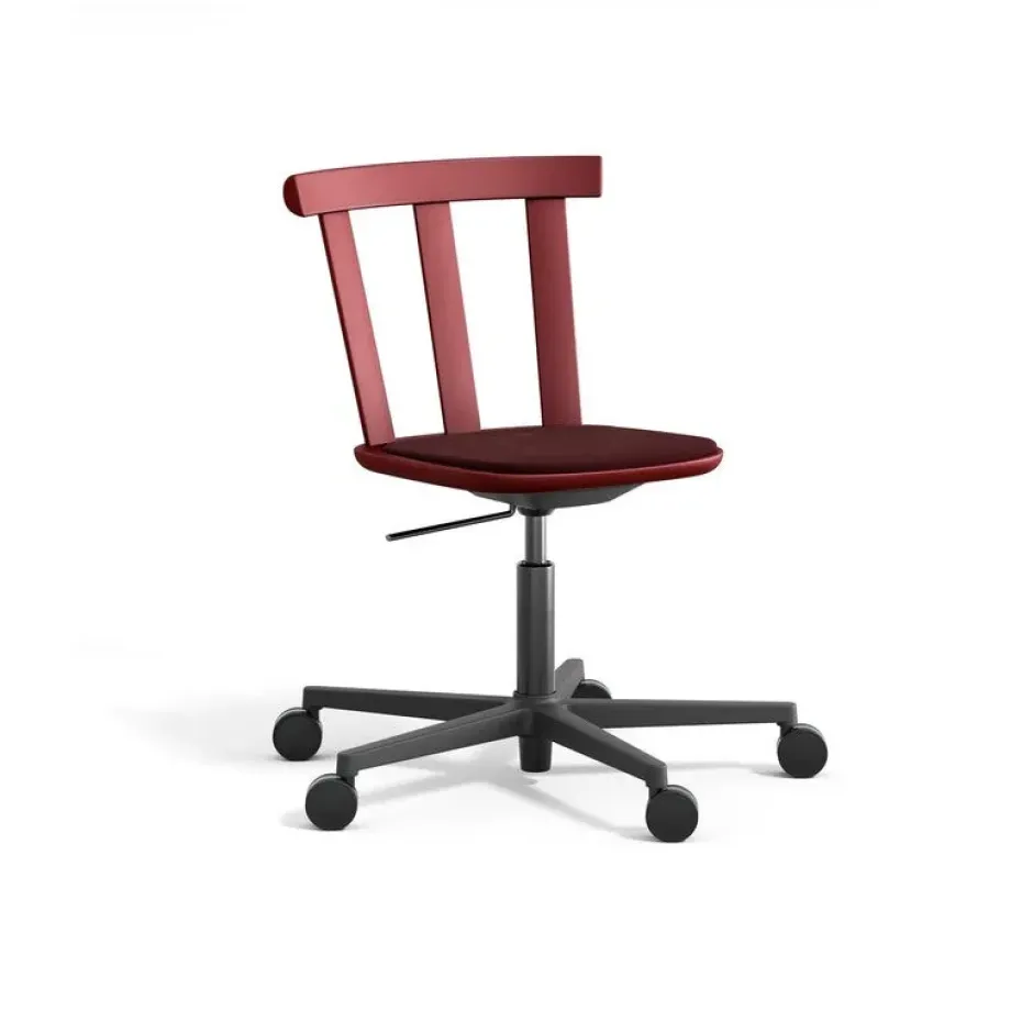 Silla Alt base giratoria con asiento tapizado abedul, Hallingdal 65-694 maroon-lingon 19