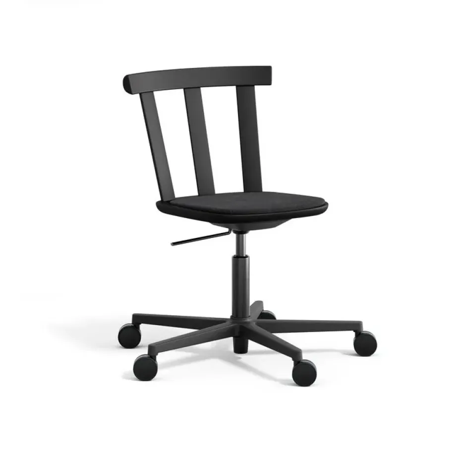 Silla Alt base giratoria con asiento tapizado abedul, Hallingdal 65-180 negro-mate negro 99