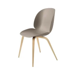 Silla Beetle, New beige, base de roble lacado mate