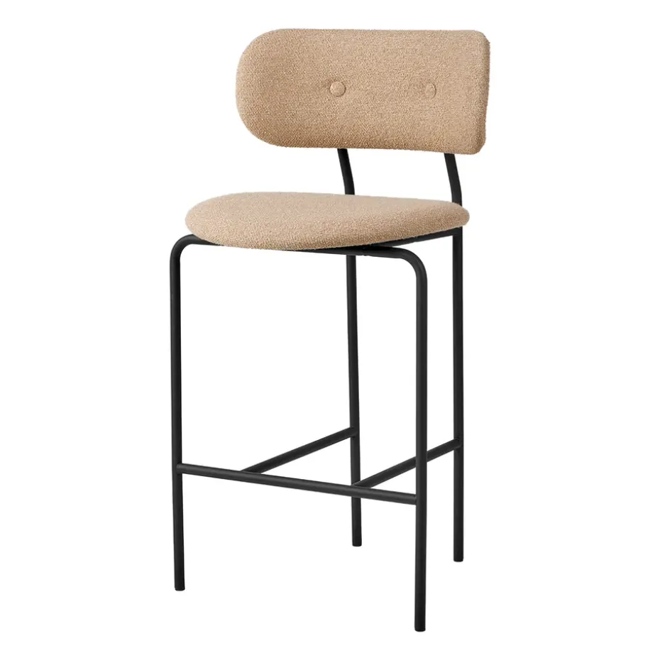 Silla Coco counter chair fully upholstered, Around bouclé 004-black