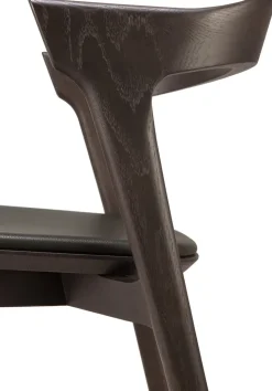 Silla con asiento de cuero Bok , Roble tintado marrón-cuero marrón