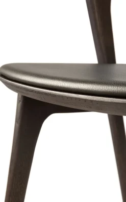 Silla con asiento de cuero Bok , Roble tintado marrón-cuero marrón