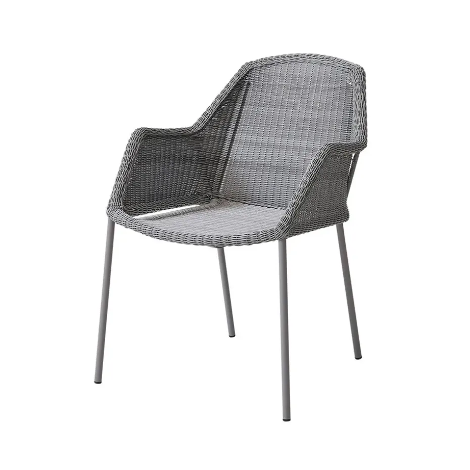 Silla con reposabrazos apilable Breeze weave, Light grey