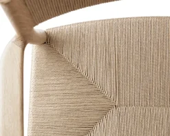 Silla con reposabrazos Arv respaldo y asiento tejidos, Roble aceitado blanco-cordón de papel