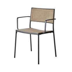 Silla con reposabrazos Less, Natural-soporte lava grey