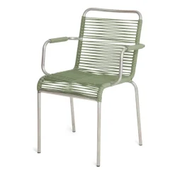 Silla con reposabrazos Mya aluminio, Sage green