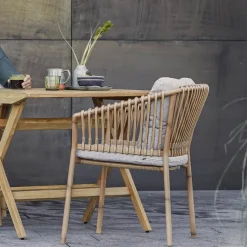 Silla con reposabrazos Ocean aluminio, Natural