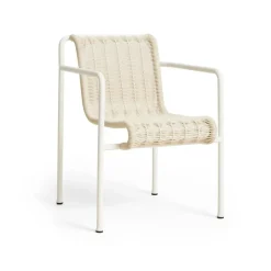 Silla con reposabrazos Palissade Cord Dining, Cream white
