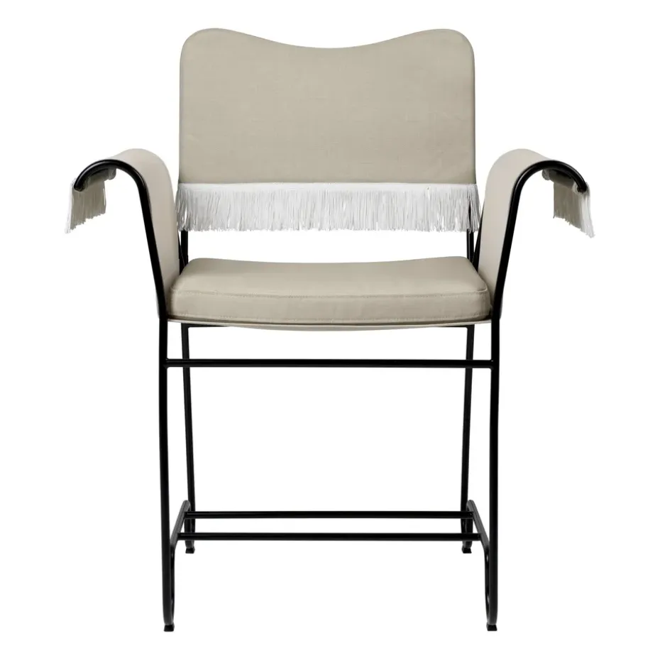 Silla con reposabrazos Tropique con flecos, Black-Leslie 12