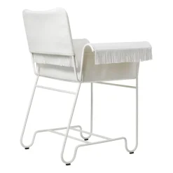 Silla con reposabrazos Tropique con flecos, White semi matt-Leslie 06