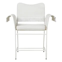Silla con reposabrazos Tropique con flecos, White semi matt-Leslie 06