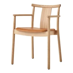 Silla con reposbrazos y cojín de silla Merkur, Oak- Dakar 0250 cognac