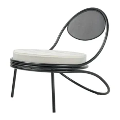 Silla Copacabana Outdoor Lounge Chair con asiento tapizado, Leslie stripe limonta 020-patas negras