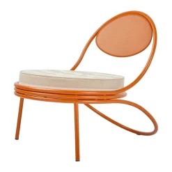 Silla Copacabana Outdoor Lounge Chair con asiento tapizado, Leslie stripe limonta 040-international orange