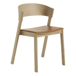 Silla Cover Side Chair leather, Coñac-roble