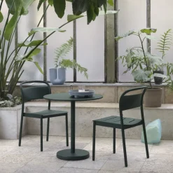 Silla de acero Linear steel side chair, Dark green