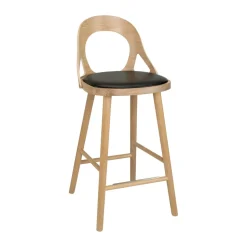 Silla de bar Colibri 63 cm, Roble aceitado-cojín negro