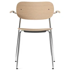 Silla de comedor con apoyabrazos Co patas cromadas, Roble