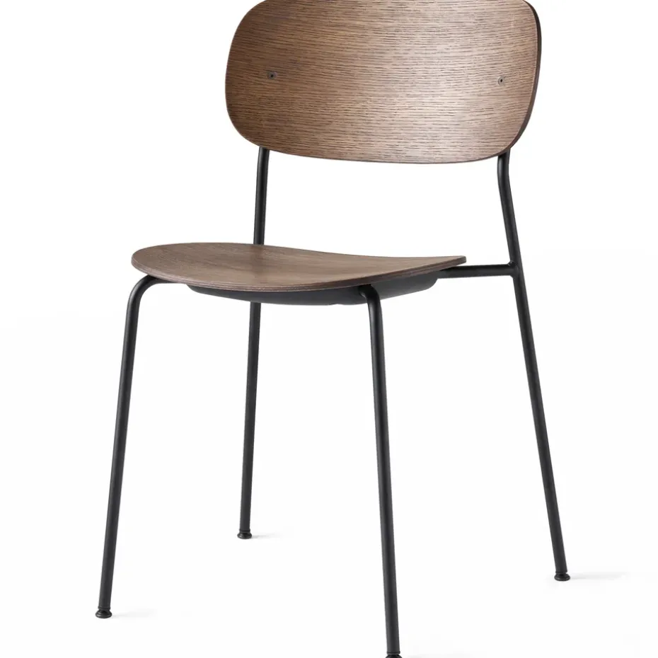 Silla de comedor con patas negras Co , Roble teñido oscuro