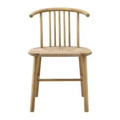 Silla de comedor VIOR asiento trenzado, Roble lacado-natural