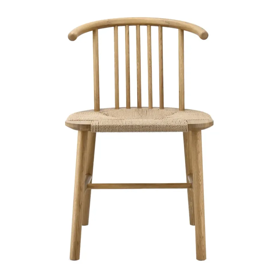 Silla de comedor VIOR asiento trenzado, Roble lacado-natural