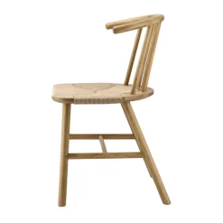 Silla de comedor VIOR asiento trenzado, Roble lacado-natural