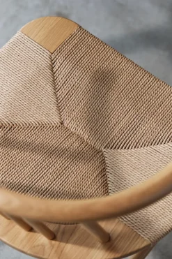 Silla de comedor VIOR asiento trenzado, Roble lacado-natural