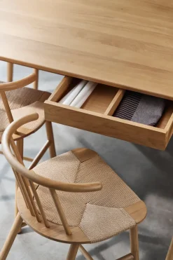 Silla de comedor VIOR asiento trenzado, Roble lacado-natural