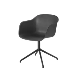 Silla de oficina Fiber armchair swivel base with return, Black-anthracite black base
