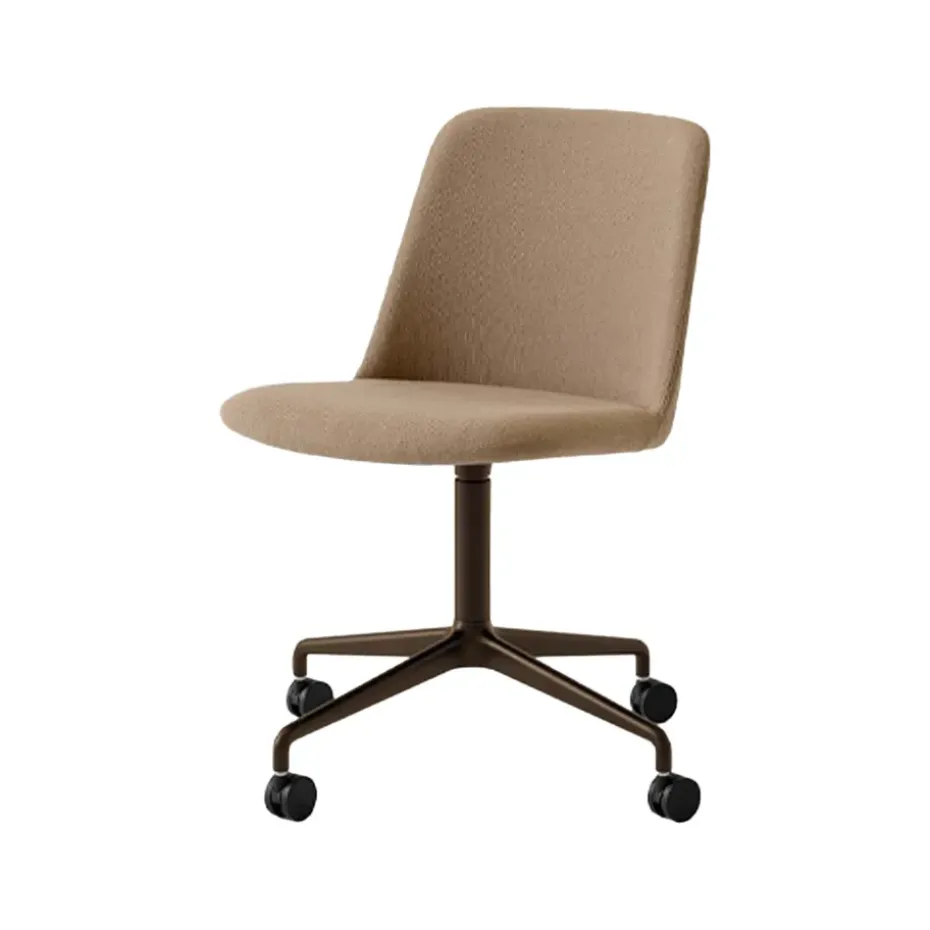 Silla de oficina Rely HW23, Tela hallingdal 224 peanut, bronserat stativ
