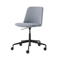 Silla de oficina Rely HW31, Tela re-wool 718 grey, base negra