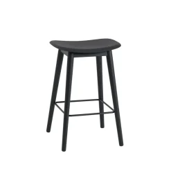 Silla Fiber counter stool 65 cm, Black, patas negras