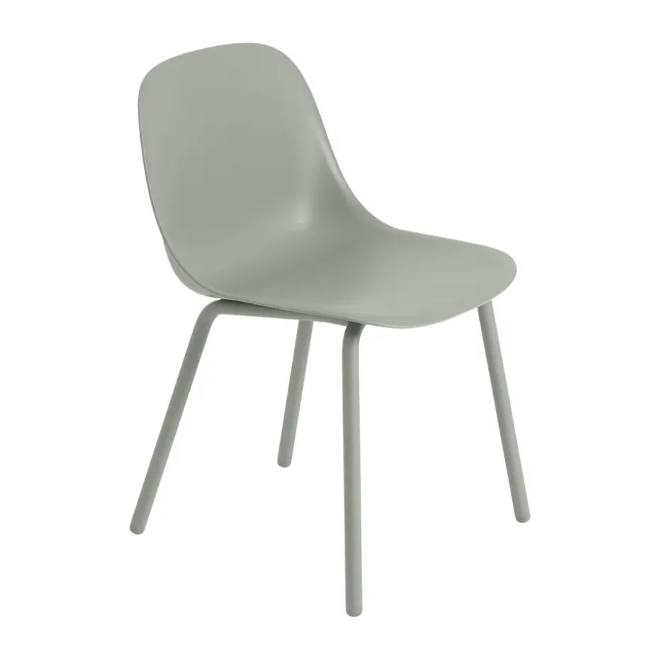 Silla Fiber Outdoor side chair con patas de acero, Dusty green