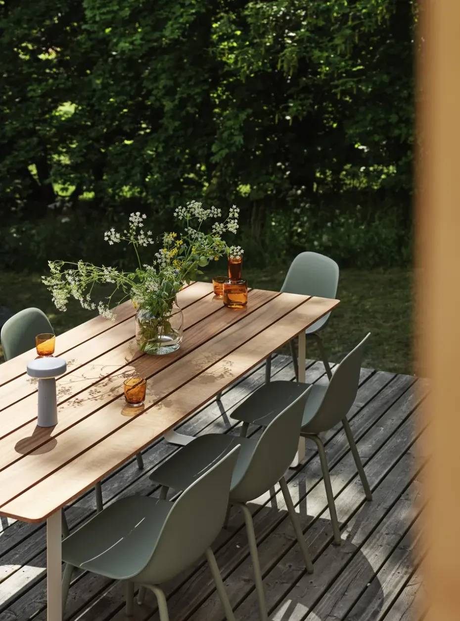 Silla Fiber Outdoor side chair con patas de acero, Dusty green