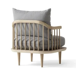 Silla Fly SC10, roble barnizado blanco, gris claro