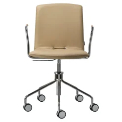 Silla giratoria con base de cromo Day, Roble-natural-H&S-elmosoft 02119