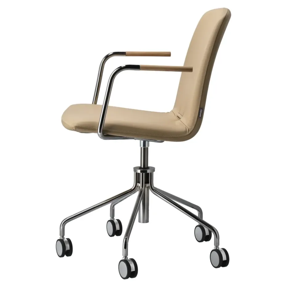 Silla giratoria con base de cromo Day, Roble-natural-H&S-elmosoft 02119