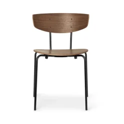 Silla Herman, Walnut, base de acero en color negro