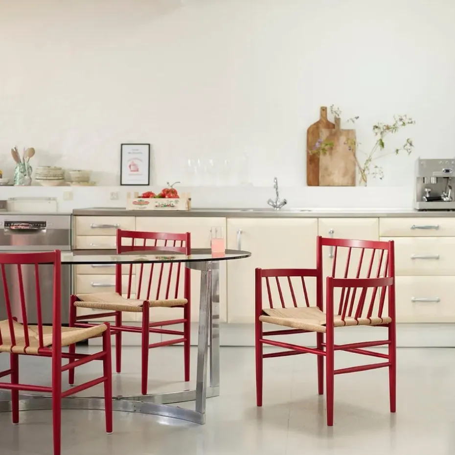 Silla J80, Beech-paper cord rojo rubí