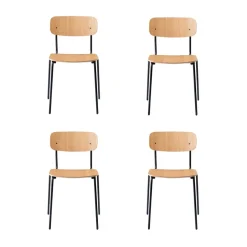 Silla J182 Holmen, pack de 4, Chapa de roble-patas negras
