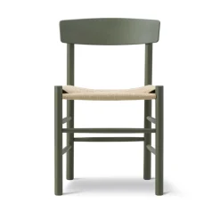 Silla J39, Khaki green-trenzado natural