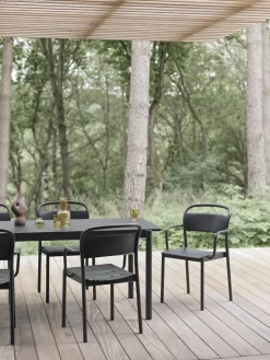 Silla Linear steel armchair, Black