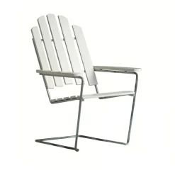 Silla para tomar el sol A3, Roble lacado blanco-galvanizado en caliente