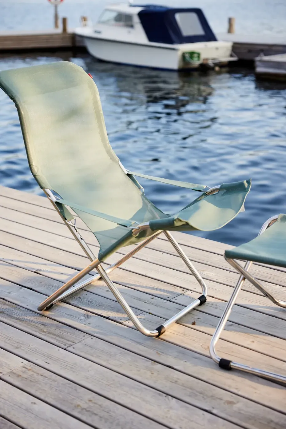 Silla para tomar el sol Fiesta, Sage green-estructura de aluminio