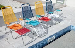Silla para tomar el sol sin reposapiés Spaghetti, Multi, estructura de aluminio, azul